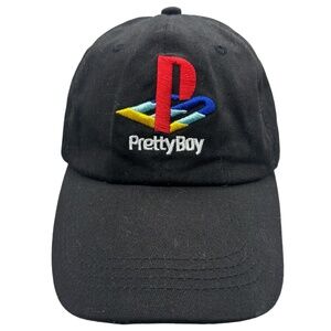 PrettyBoy PlayStation Logo Parody Hat Black Adjustable Dad Cap Embroidered
